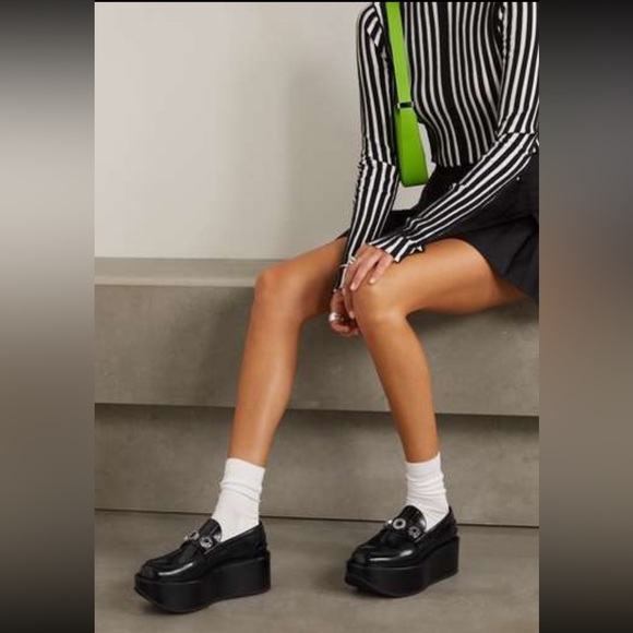 SOLD NWT BURBERRY Embellished wedge leather loafers 38.5 - Picture 3 of 13